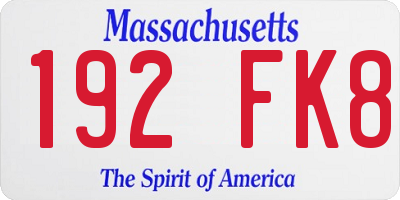 MA license plate 192FK8