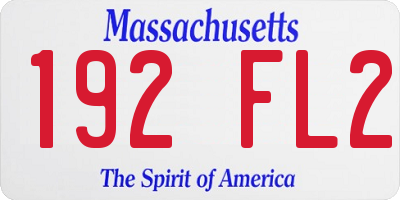 MA license plate 192FL2