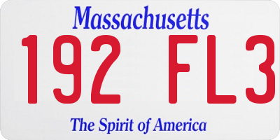 MA license plate 192FL3
