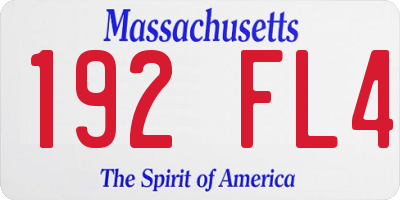 MA license plate 192FL4