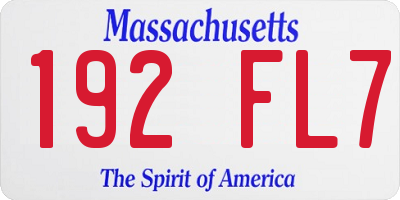 MA license plate 192FL7