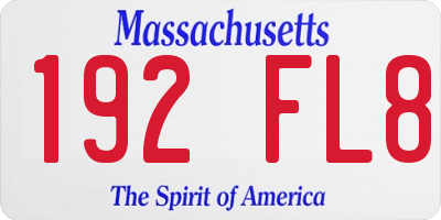 MA license plate 192FL8
