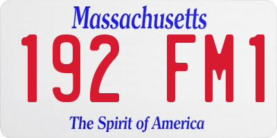 MA license plate 192FM1