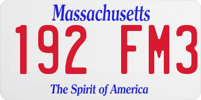 MA license plate 192FM3