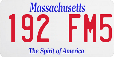 MA license plate 192FM5