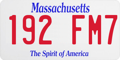 MA license plate 192FM7
