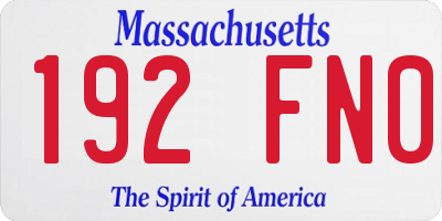 MA license plate 192FN0