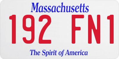 MA license plate 192FN1