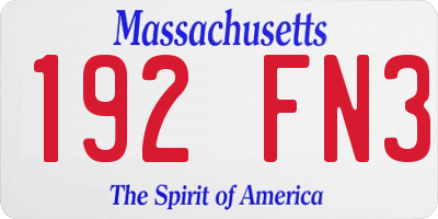 MA license plate 192FN3