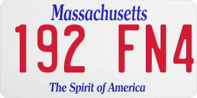 MA license plate 192FN4