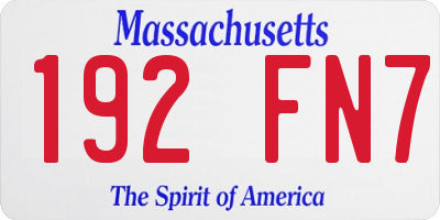 MA license plate 192FN7