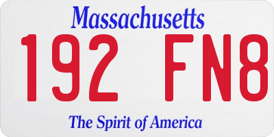 MA license plate 192FN8
