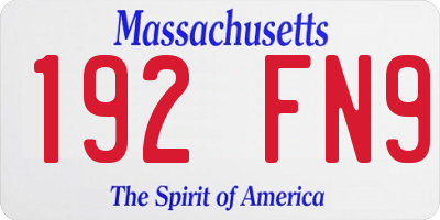 MA license plate 192FN9