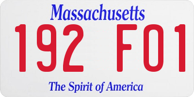 MA license plate 192FO1