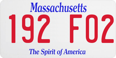 MA license plate 192FO2