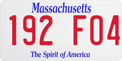 MA license plate 192FO4