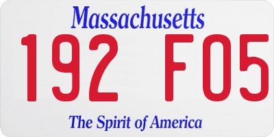 MA license plate 192FO5