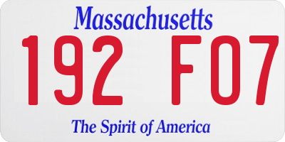 MA license plate 192FO7