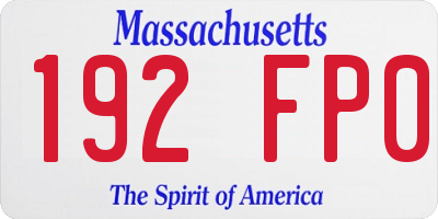 MA license plate 192FP0