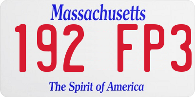 MA license plate 192FP3