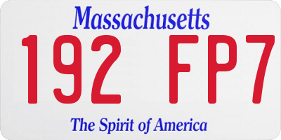 MA license plate 192FP7
