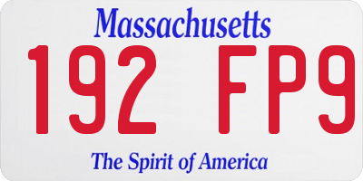 MA license plate 192FP9
