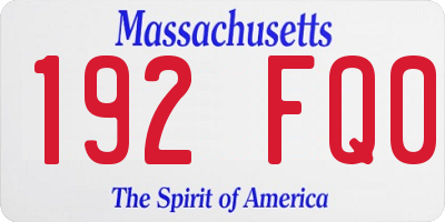 MA license plate 192FQ0