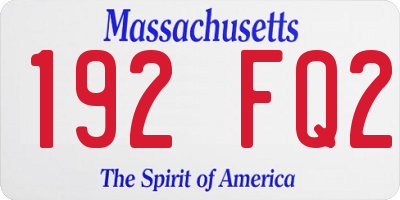 MA license plate 192FQ2