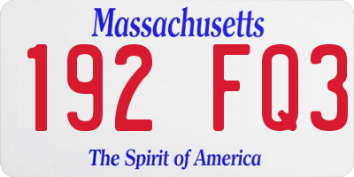 MA license plate 192FQ3