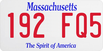 MA license plate 192FQ5