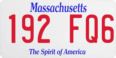 MA license plate 192FQ6