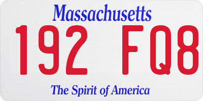 MA license plate 192FQ8