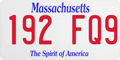 MA license plate 192FQ9