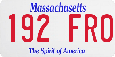 MA license plate 192FR0