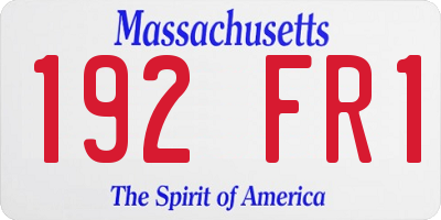 MA license plate 192FR1