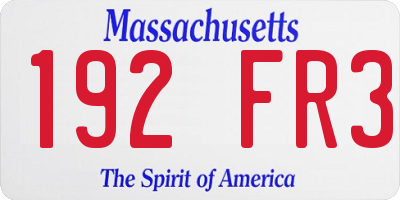 MA license plate 192FR3
