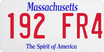 MA license plate 192FR4