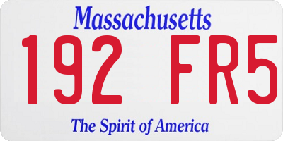 MA license plate 192FR5