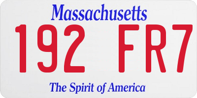 MA license plate 192FR7