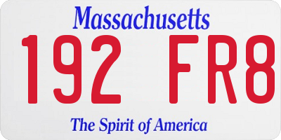 MA license plate 192FR8
