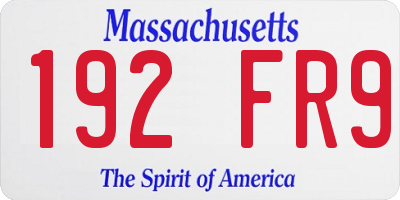 MA license plate 192FR9