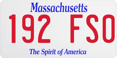 MA license plate 192FS0