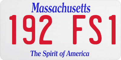 MA license plate 192FS1