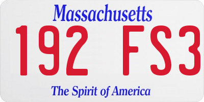 MA license plate 192FS3