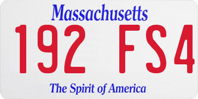 MA license plate 192FS4