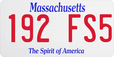 MA license plate 192FS5
