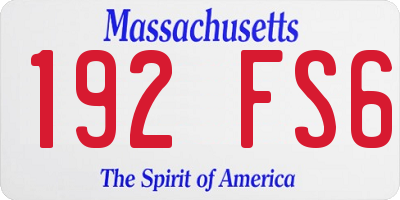MA license plate 192FS6