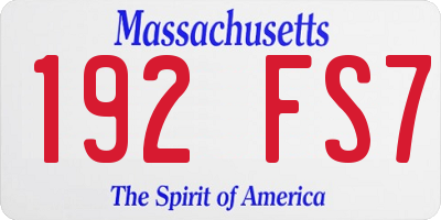 MA license plate 192FS7