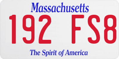 MA license plate 192FS8