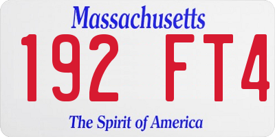 MA license plate 192FT4